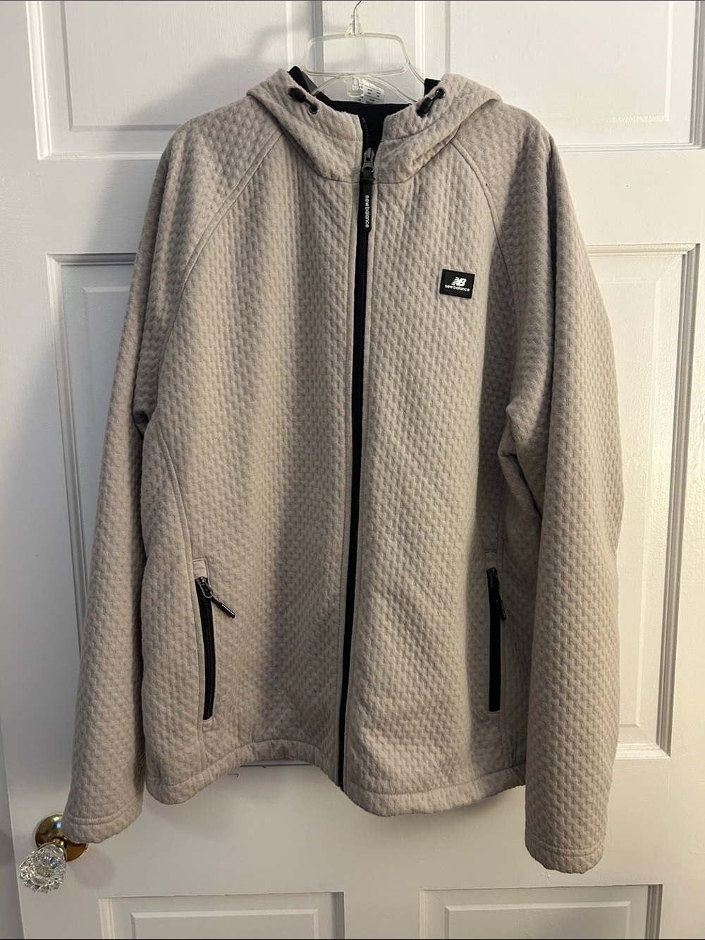 New Balance Men's Light Gray/Tan Quilted Zip Hoodie Jacket L